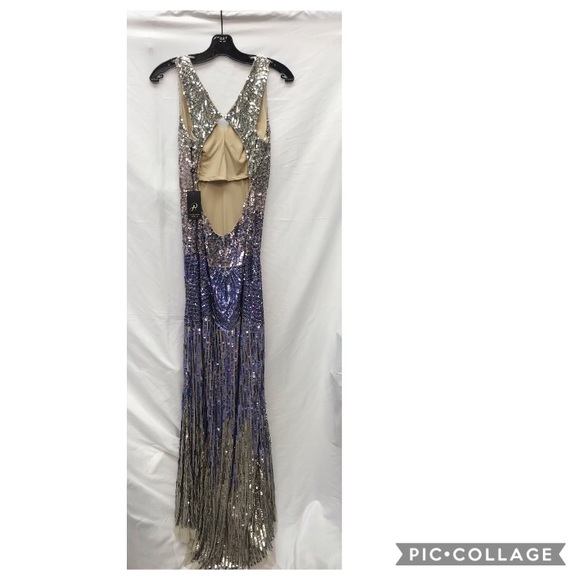 Adrianna Papell Multicolor sequin ombré long gown - Picture 7 of 13